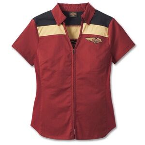 Harley-Davidson XL Shirt 120th Anniversary Elemental Zip Front Merlot red NWT